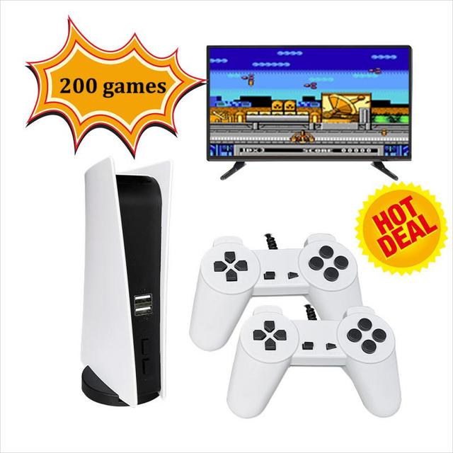 Consola de jogos portátil para adultos e crianças, controlador com fio USB,  suporte retro, jogos para 2 jogadores, mini presentes, 200 jogos clássicos  - AliExpress